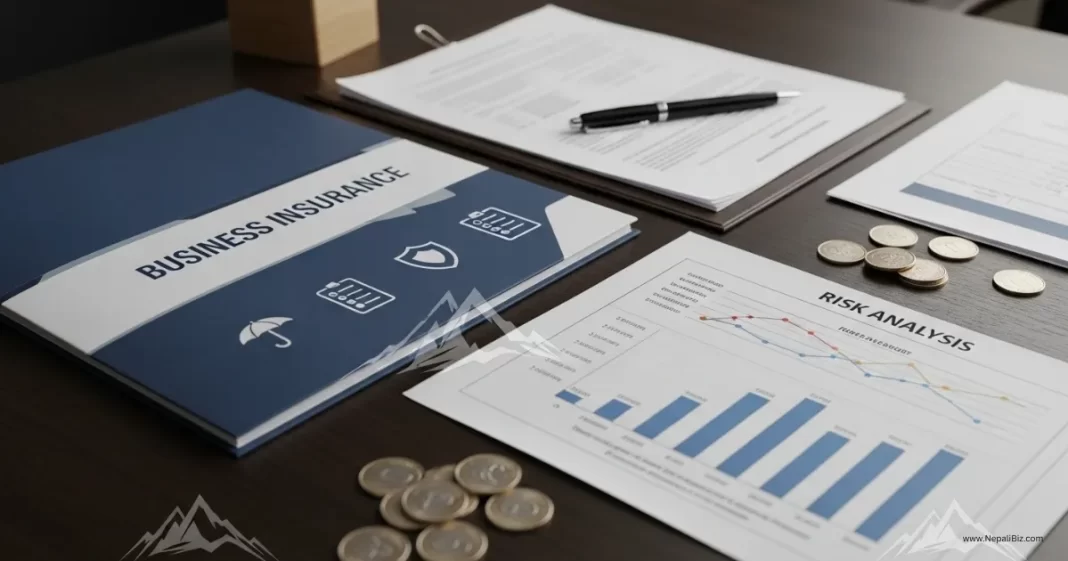 Business insurance documents and risk management tools for Nepal SMEs, no people