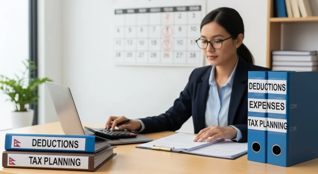 Nepali business owner preparing corporate tax documents and maximizing deductions before year-end