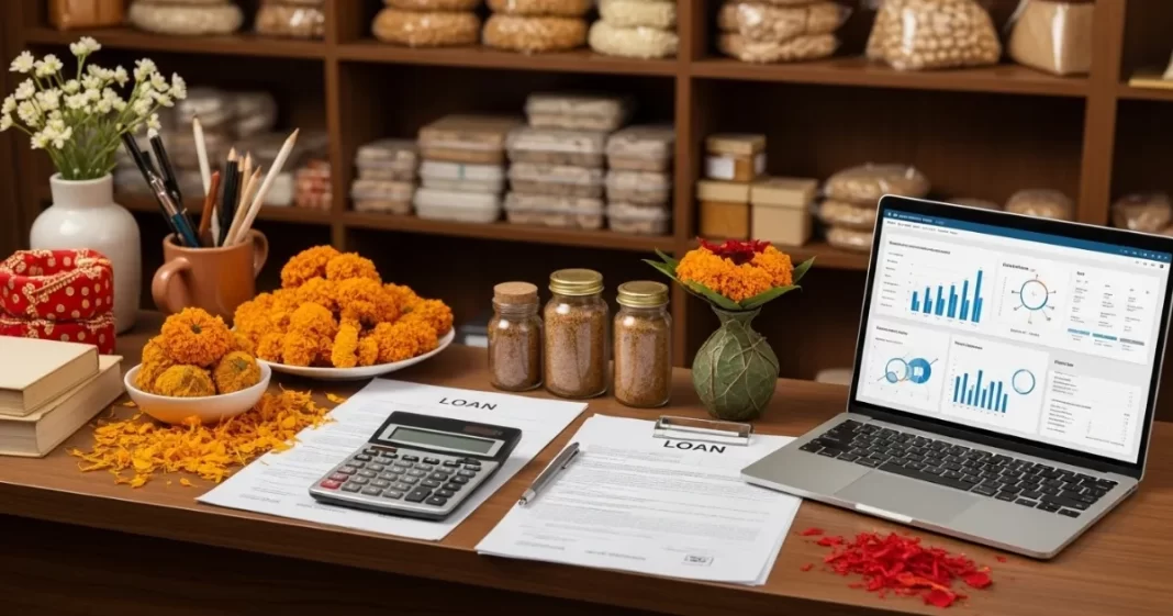 Nepali business owner planning Dashain season sales with loan and debt restructuring strategy