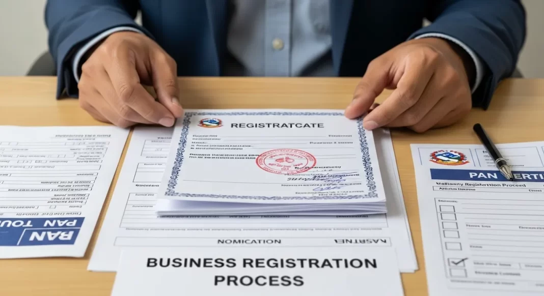 Young Nepali entrepreneur registering a startup business in fiscal year 2081/2082