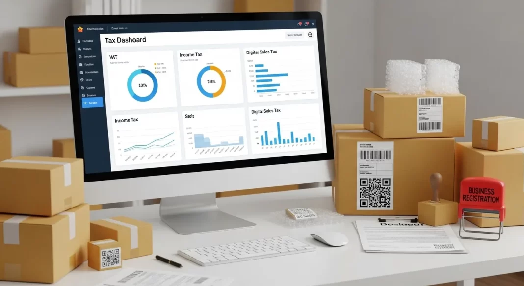 Nepali e-commerce business registration forms and tax documents with digital tools